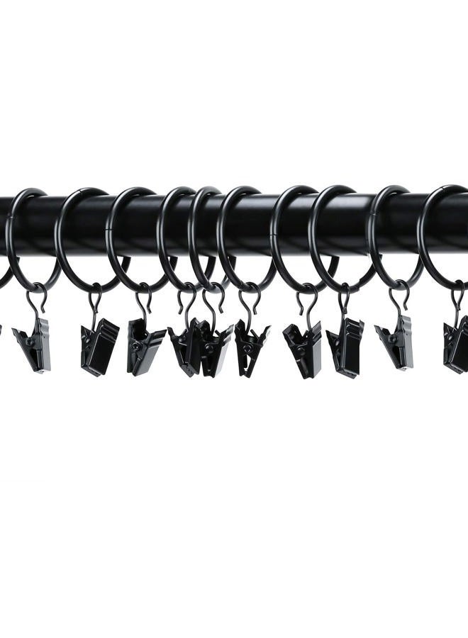 Datttcc 40 Pack Metal Curtain Rings with Clips Black Decorative Drapery Rustproof Vintage 1.26 Inch Interior Diameter - Image 3