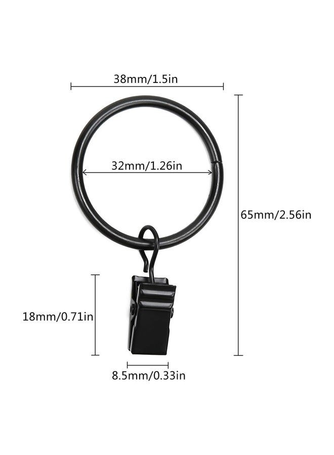 Datttcc 40 Pack Metal Curtain Rings with Clips Black Decorative Drapery Rustproof Vintage 1.26 Inch Interior Diameter - Image 2