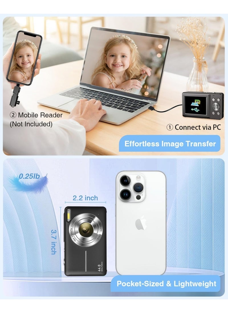 Generic Digital Camera, FHD 1080P Kids Camera 44MP Point and Shoot Digital Cameras with 32GB SD Card, 16X Zoom, One Batteries, Lanyard, Compact Small Camera for Kids Boys Girls  - Image 4