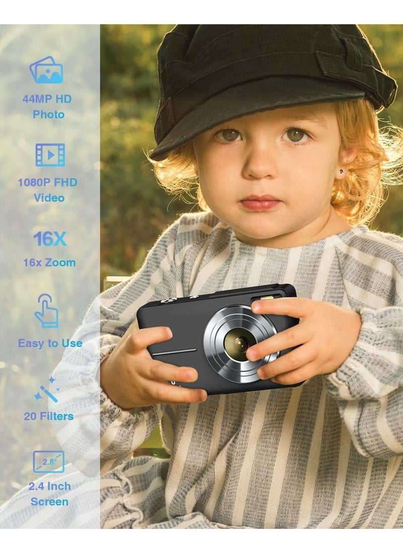 Generic Digital Camera, FHD 1080P Kids Camera 44MP Point and Shoot Digital Cameras with 32GB SD Card, 16X Zoom, One Batteries, Lanyard, Compact Small Camera for Kids Boys Girls  - Image 2