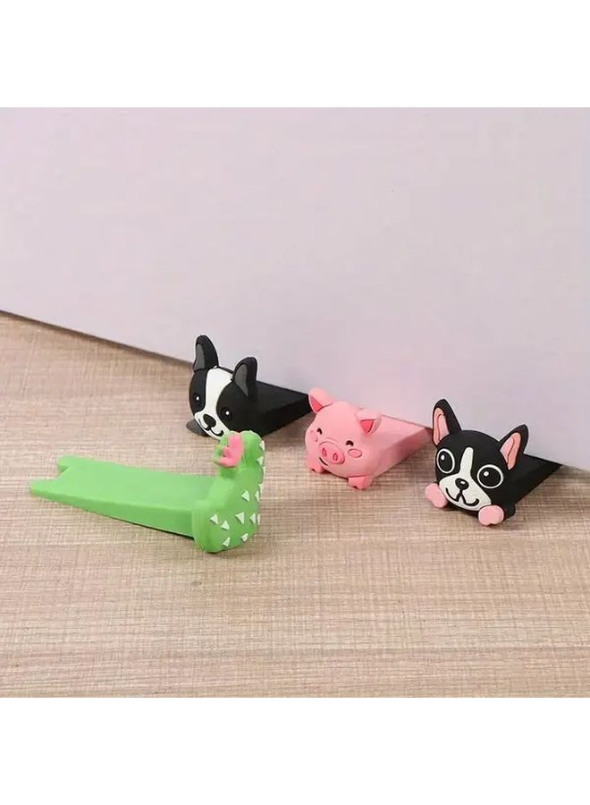 Cartoon Bulldog Door Stopper Anti Collision Handle Protector Wall Mounted Safety Wedge - Image 1