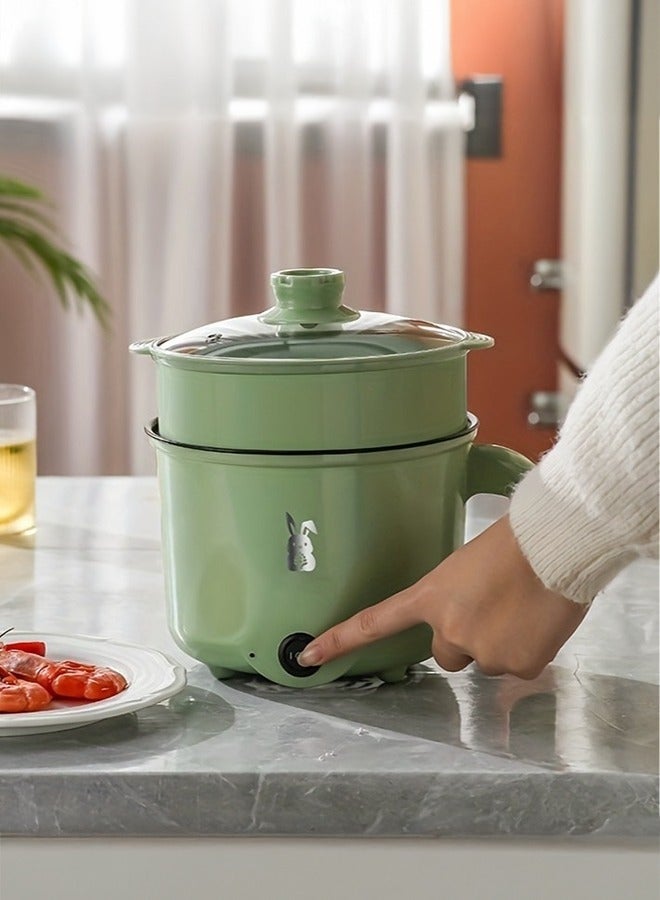 والالا طباخ كهربائي سعة 1.8 لتر، وعاء ساخن كهربائي صغير غير لاصق، طباخ سفر محمول، طباخ نودلز سريع، لحساء الرامن المغلي وبيض الشوفان وشوربة شابو شابو وعاء ينضج - Image 1