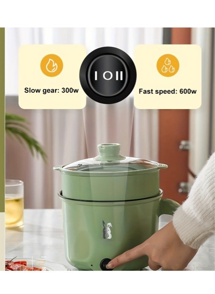 والالا طباخ كهربائي سعة 1.8 لتر، وعاء ساخن كهربائي صغير غير لاصق، طباخ سفر محمول، طباخ نودلز سريع، لحساء الرامن المغلي وبيض الشوفان وشوربة شابو شابو وعاء ينضج - Image 3