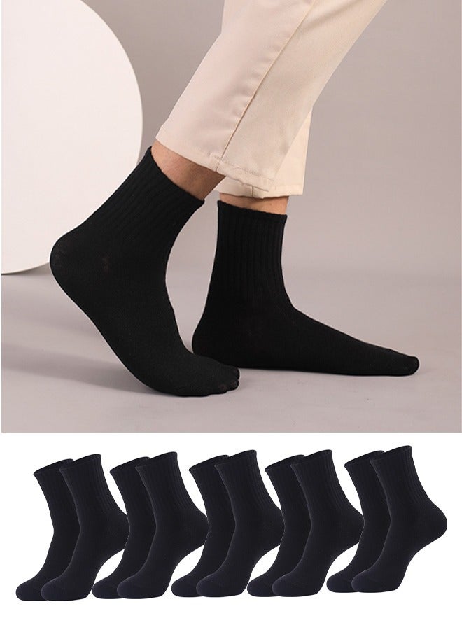 DUNISO 10 Pack Socks Mens Cotton Calf Socks Soft Breathable Athletic Long Crew Casual Socks Men's Sock (Black) - Image 2