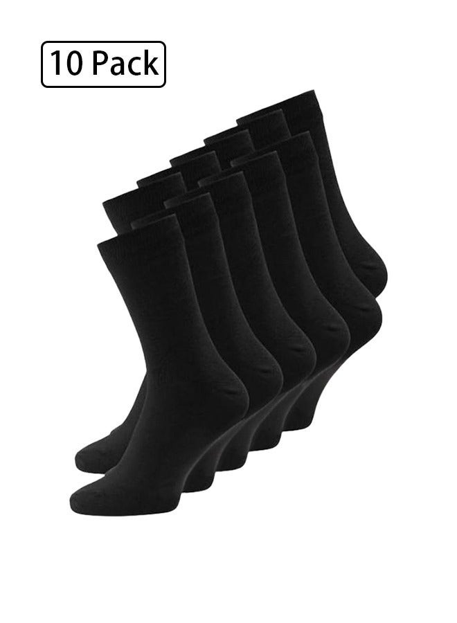 DUNISO 10 Pack Socks Mens Cotton Calf Socks Soft Breathable Athletic Long Crew Casual Socks Men's Sock (Black) - Image 1