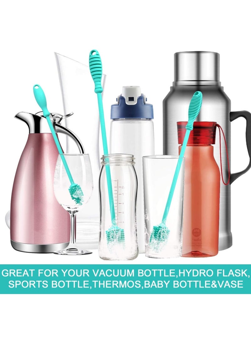 SOLARAE Silicone Bottle Brush Cleaner, 3 Pcs Long Handle Bottle Cleaning Brushes for Narrow Neck Containers, Water Bottles, Thermos, Hydro Flasks, Coffee Mugs, Baby Bottles (Blue) - Image 3