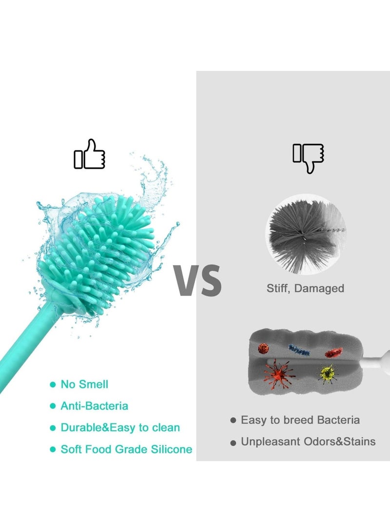 SOLARAE Silicone Bottle Brush Cleaner, 3 Pcs Long Handle Bottle Cleaning Brushes for Narrow Neck Containers, Water Bottles, Thermos, Hydro Flasks, Coffee Mugs, Baby Bottles (Blue) - Image 5