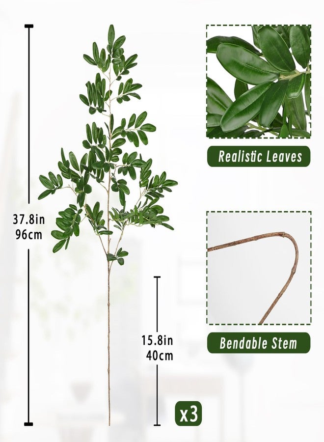 Villa Como 37.8" Artificial Greenery Stems for Tall Vase, Faux Stems and Branches for Vase, Fake Greenery Stem Artificial Greenerys for Centerpieces, Home, Office, Room Table Decor, Floral Arrangements, 3Pcs - Image 3