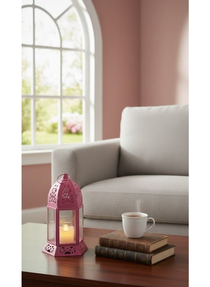 Ramadan Lantern Metal Window Glass - Fuchsia Decorative Islamic Style - Unique Design Decorative Look - Design may vary. - Image 2