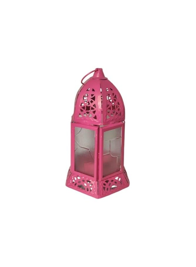Ramadan Lantern Metal Window Glass - Fuchsia Decorative Islamic Style - Unique Design Decorative Look - Design may vary. - Image 1