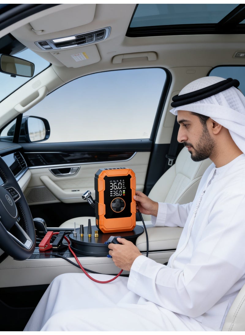 BS Logistics delays, emergency supply | Car jump starter | 20000mAh high capacity | Peak current up to 2500A | Easily starts 12V vehicles (suitable for 8.0L gasoline/6.5L diesel engines) | With 3-mode emergency light and smart clip jumper cable | High-end factory manufacturing | Perfect gift | Equipped with LED display | Flashlight | Power bank and large-capacity storage (including storage bag). - Image 3