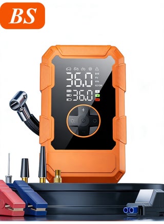جهاز تشغيل السيارات المحمول (Jump Starter) | تيار ذروة 2500 أمبير، سعة 20000 مللي أمبير/ساعة، 12 فولت | مناسب للمحركات حتى 8.0 لتر بنزين و6.5 لتر ديزل | مزود بشاشة رقمية LED، مصباح يدوي SOS، مشابك أمان ذكية، وظيفة بنك طاقة (Power Bank)، وحقيبة تخزين. - view 2