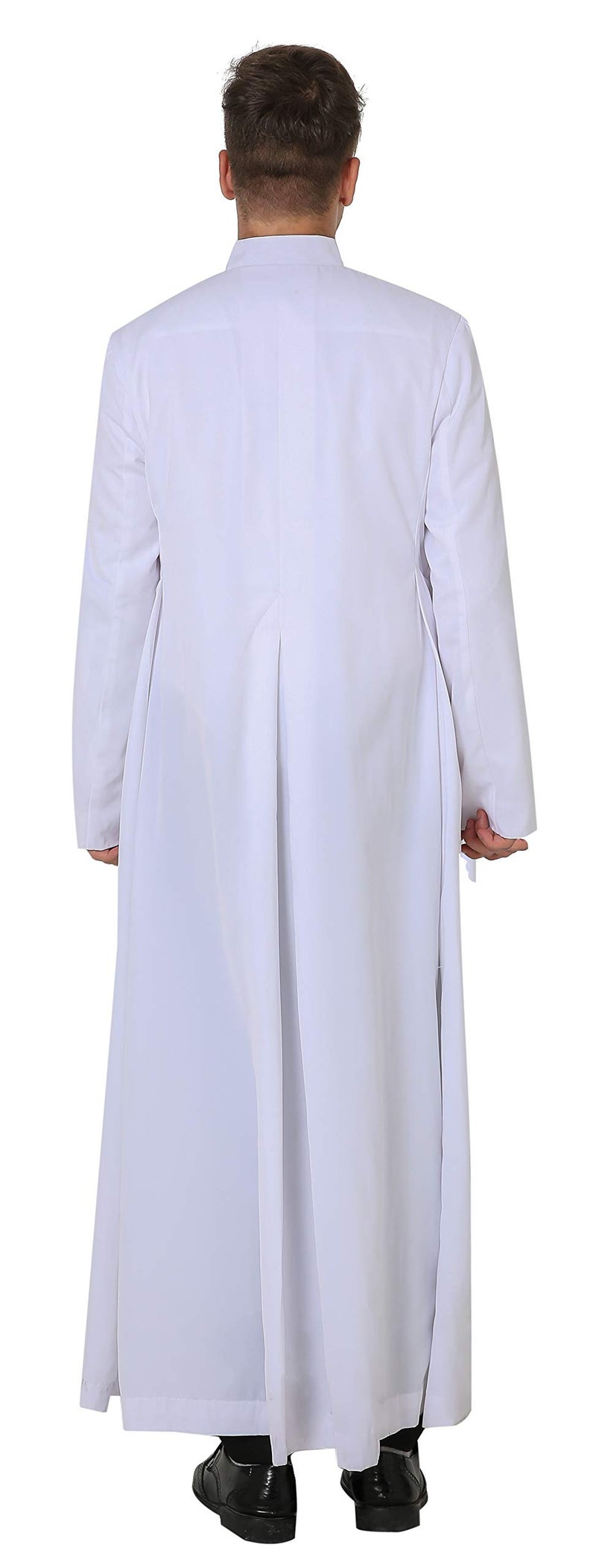 IvyRobes Unisex Adults Roman Pulpit(Clergy) Cassock with Tab Insert Collar White 57(6'0"-6'2") - Image 2