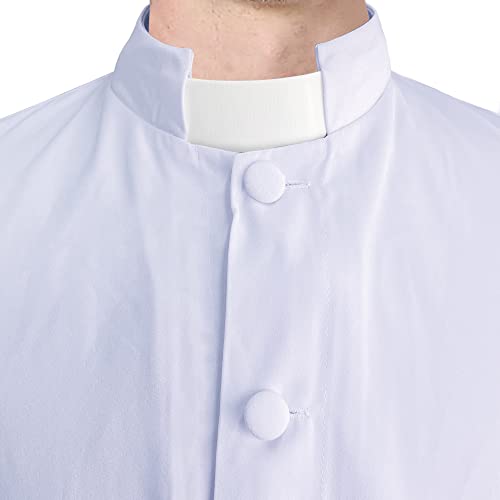 IvyRobes Unisex Adults Roman Pulpit(Clergy) Cassock with Tab Insert Collar White 57(6'0"-6'2") - Image 3