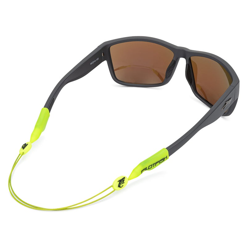 Pilotfish No Tail Adjustable Eyewear Retainer Cable Strap: Sunglasses, Eyeglasses, Glasses (14 Inch, HI-Vis Green) - Image 1