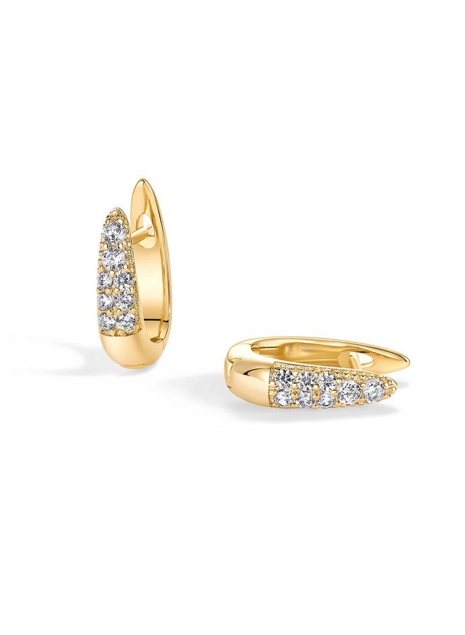 PAVOI 18K Yellow Gold Plated 925 Sterling Silver Posts Cubic Zirconia U Shaped Hoop Earrings | Hypoallergenic Cz Huggie Earrings For Women  - Image 5