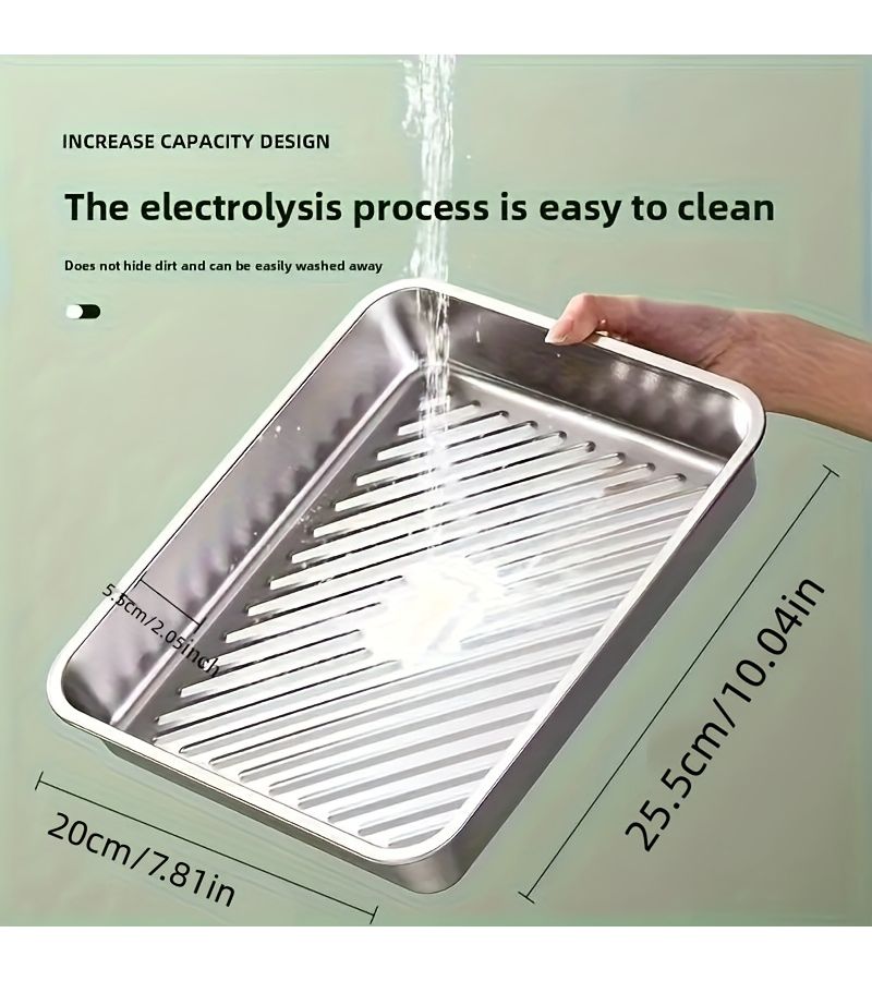 3pcs Large Baking Trays With Lids Silvery Non Stick Easy Clean Rectangle Roast Vegetables Meat Home Restaurant Use - Image 4