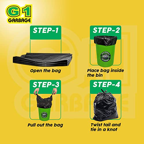 G1 Garbage Bags | Trash Bags | Waste dustbin Bags | 25 X 30 Inches | 5 Packs | 70 Pieces | Large | Black - Image 4