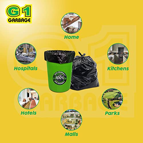 G1 Garbage Bags | Trash Bags | Waste dustbin Bags | 25 X 30 Inches | 5 Packs | 70 Pieces | Large | Black - Image 2