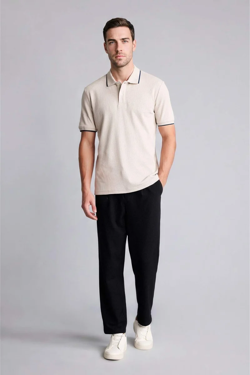 ديفاكتو Regular Fit Crew Neck Short Sleeve Polo T-Shirt