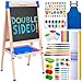 Blue Squid Art Easel for Kids with Paper Roll x 3 Includes 100 Accessories Double Sided Adjustable Wooden Painting Easel with Magnetic Chalk Board White Board for Toddlers Ages 34567891012 - Image 4