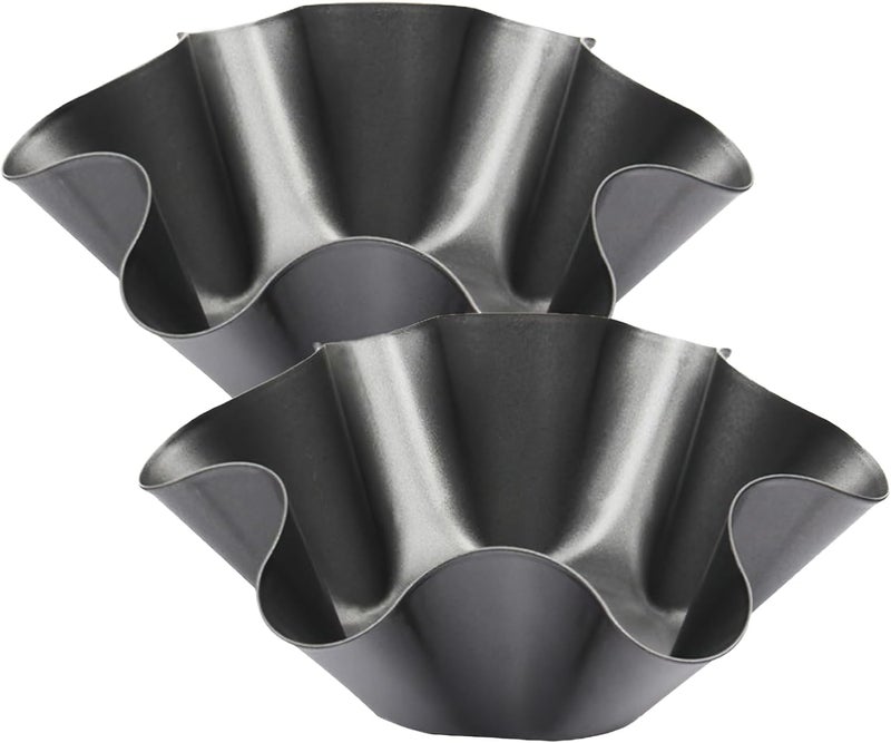 Cielasis 2 Pack 8.5" Nonstick Large Taco Shell Bowl – Carbon Steel Tortilla Maker Shell Pans Baking Molds Tostada for Frying Salad Bowls - Image 1