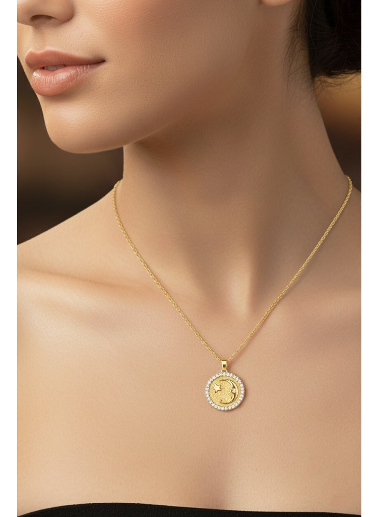 FLUFFY Women's Necklace with Crystal Crescent Moon - Image 1