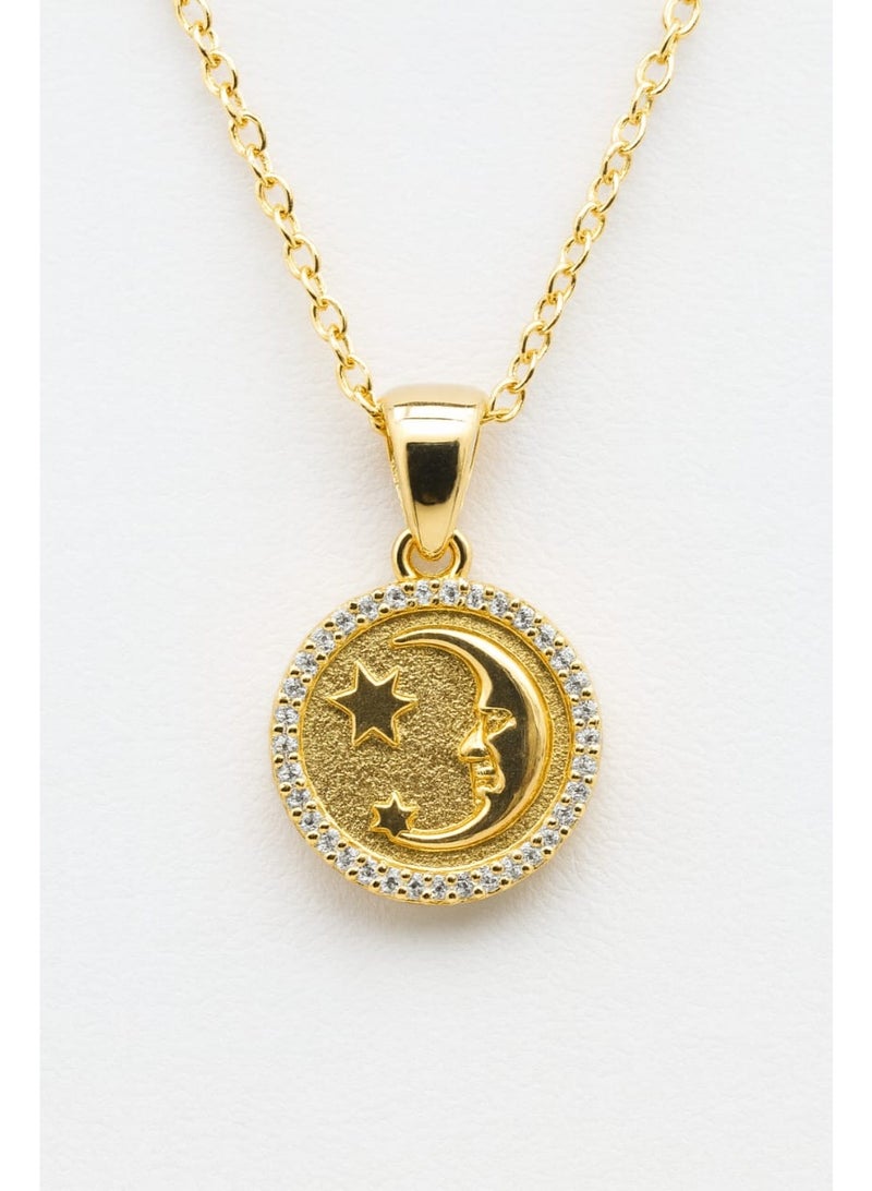 FLUFFY Women's Necklace with Crystal Crescent Moon - Image 3