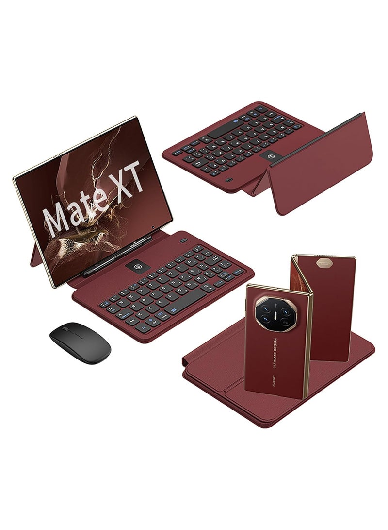 Compatible Mobile Office Keyboard Kit for Huawei Mate XT, Full Leather Keyboard + Stylus + Wireless Bluetooth Mouse, Huawei Mate XT Ultimate Kit Sleeve - Image 1