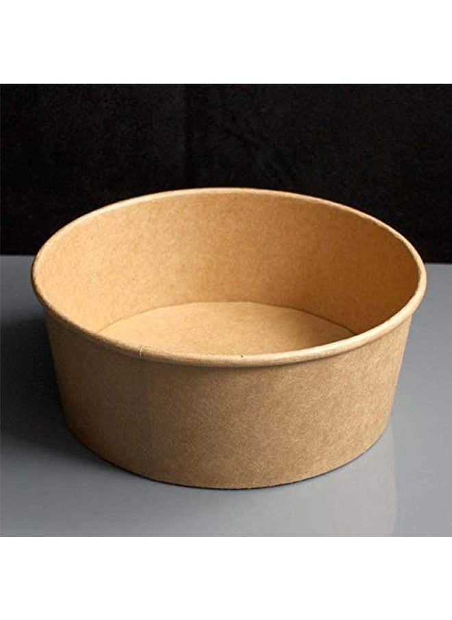SNH Packing - Kraft Salad Bowl 1000ml With Lid Bio Disposable Bowl Brown 25 Pieces - Image 1