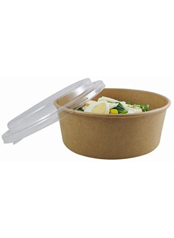 SNH Packing - Kraft Salad Bowl 1000ml With Lid Bio Disposable Bowl Brown 25 Pieces - Image 1