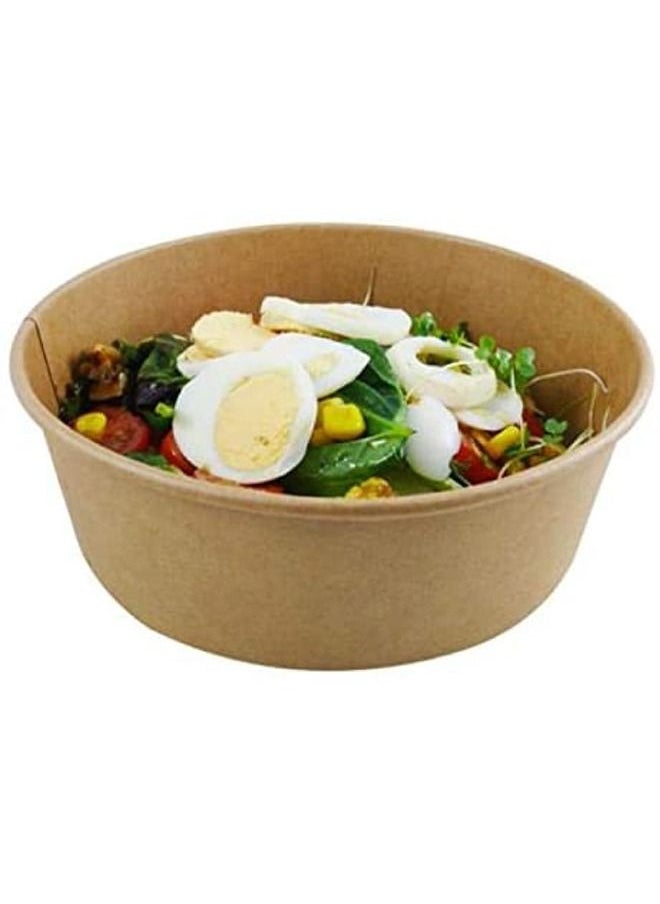 SNH Packing - Kraft Salad Bowl 1000ml With Lid Bio Disposable Bowl Brown 25 Pieces - Image 1