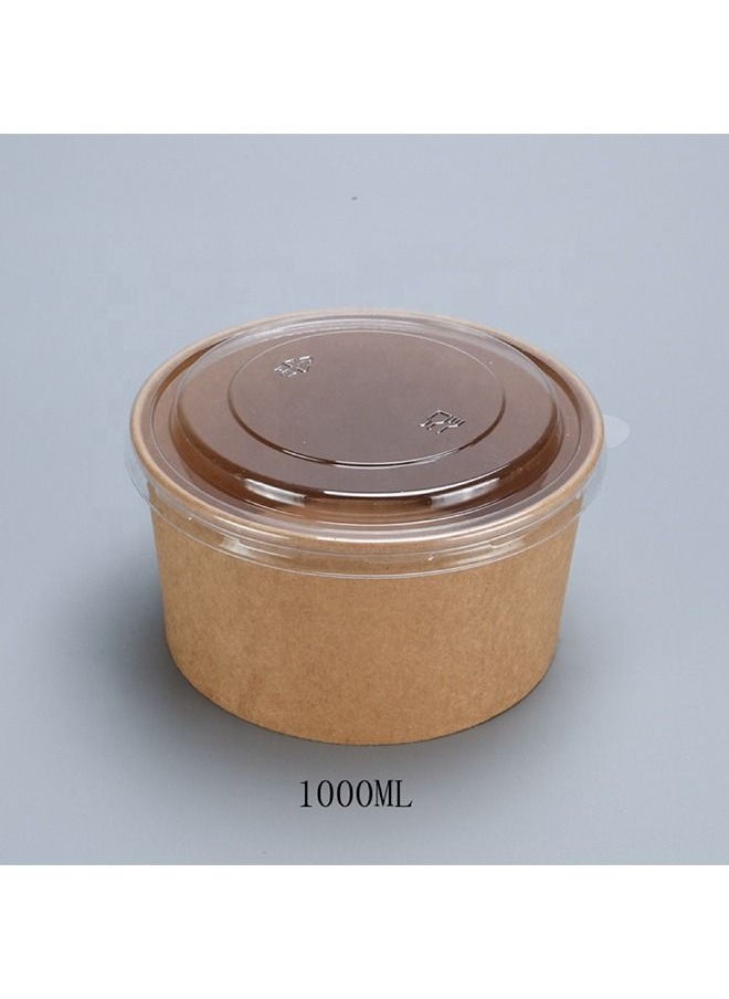 SNH Packing - Kraft Salad Bowl 1000ml With Lid Bio Disposable Bowl Brown 25 Pieces - Image 1