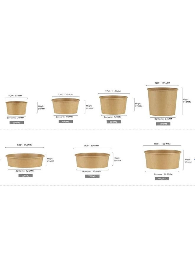 SNH Packing - Kraft Salad Bowl 1000ml With Lid Bio Disposable Bowl Brown 25 Pieces - Image 1