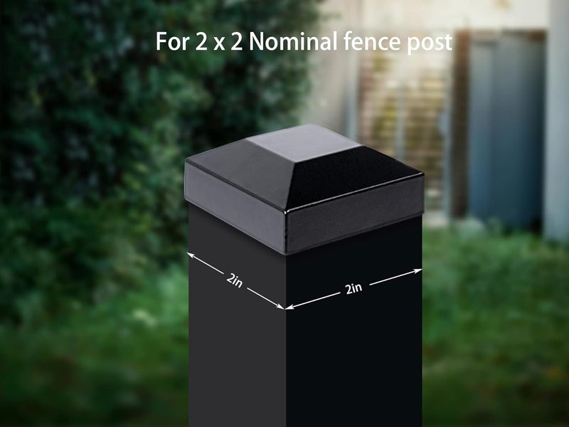 BORDERSMOVER Aluminium Fence Post Caps for True 2" x 2" Fence Posts, Aluminum, Metal,Wood,Mailbox Posts, Pyramid Post Cap Cover Pressure Fit- Black (1Pack) - Image 4