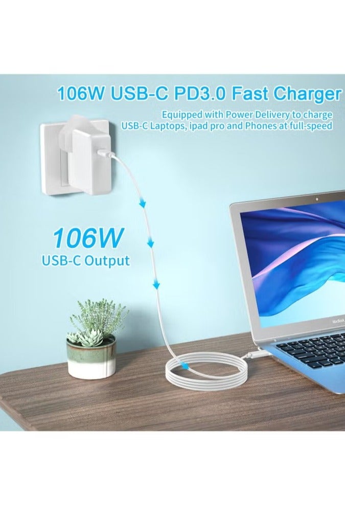 Anmi Anmi MacBook Pro Charger-106W Super Fast Charger,Compatible With MacBook Pro 16, 15, 14, 13 Inch, MacBook Air 13 Inch, Ipad Pro 2021/2020/2019/2018, Included 7.2ft USB C to C Cable - Image 1