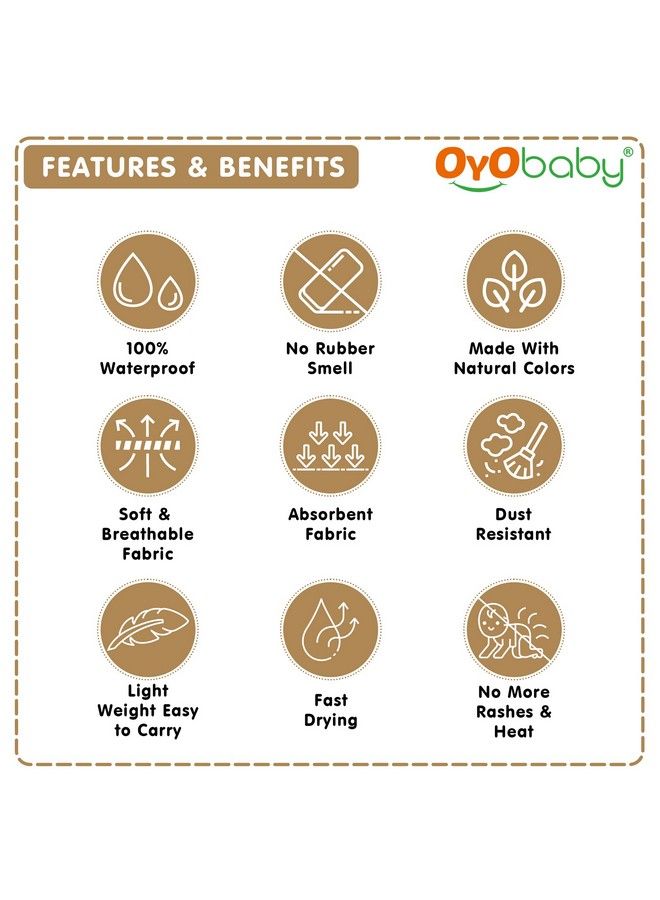 OYO BABY شريحة سريعة الجفاف مقاومة للماء للأطفال؛ وسادة سرير؛ شريحة حماية سرير للأطفال الصغار (متوسط (100 سم × 70 سم) بيج) - Image 4