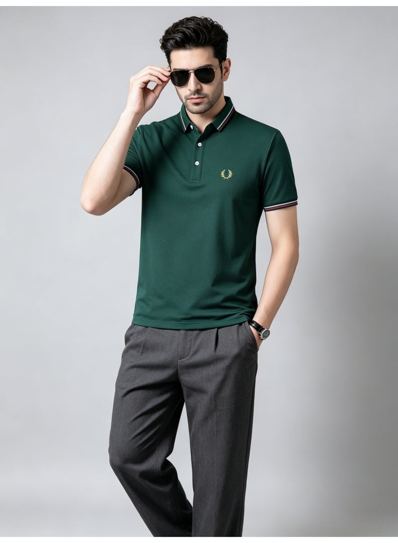 فريد بيري FRED PERRY retro striped Polo shirt men's summer beaded cotton lapel short sleeve business casual breathable top - Image 1