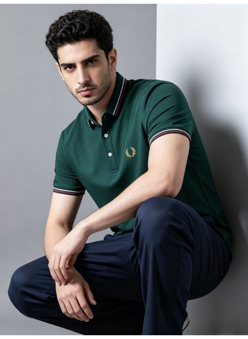 فريد بيري FRED PERRY retro striped Polo shirt men's summer beaded cotton lapel short sleeve business casual breathable top - Image 4