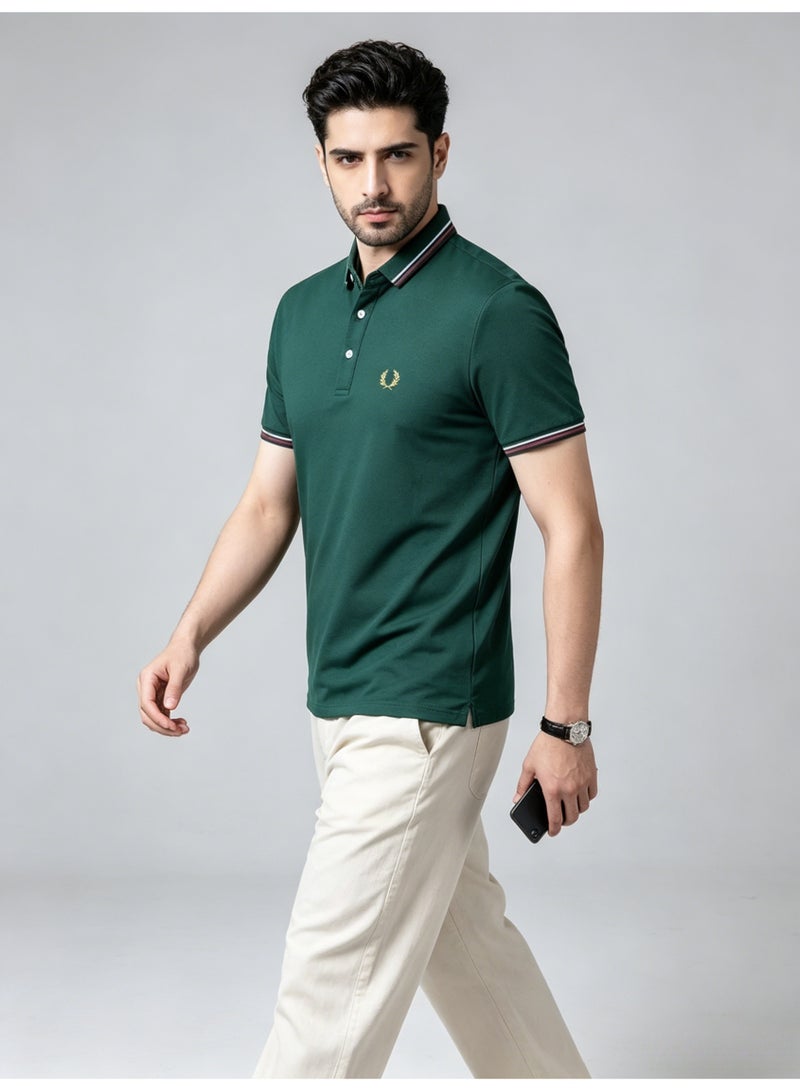 فريد بيري FRED PERRY retro striped Polo shirt men's summer beaded cotton lapel short sleeve business casual breathable top - Image 2