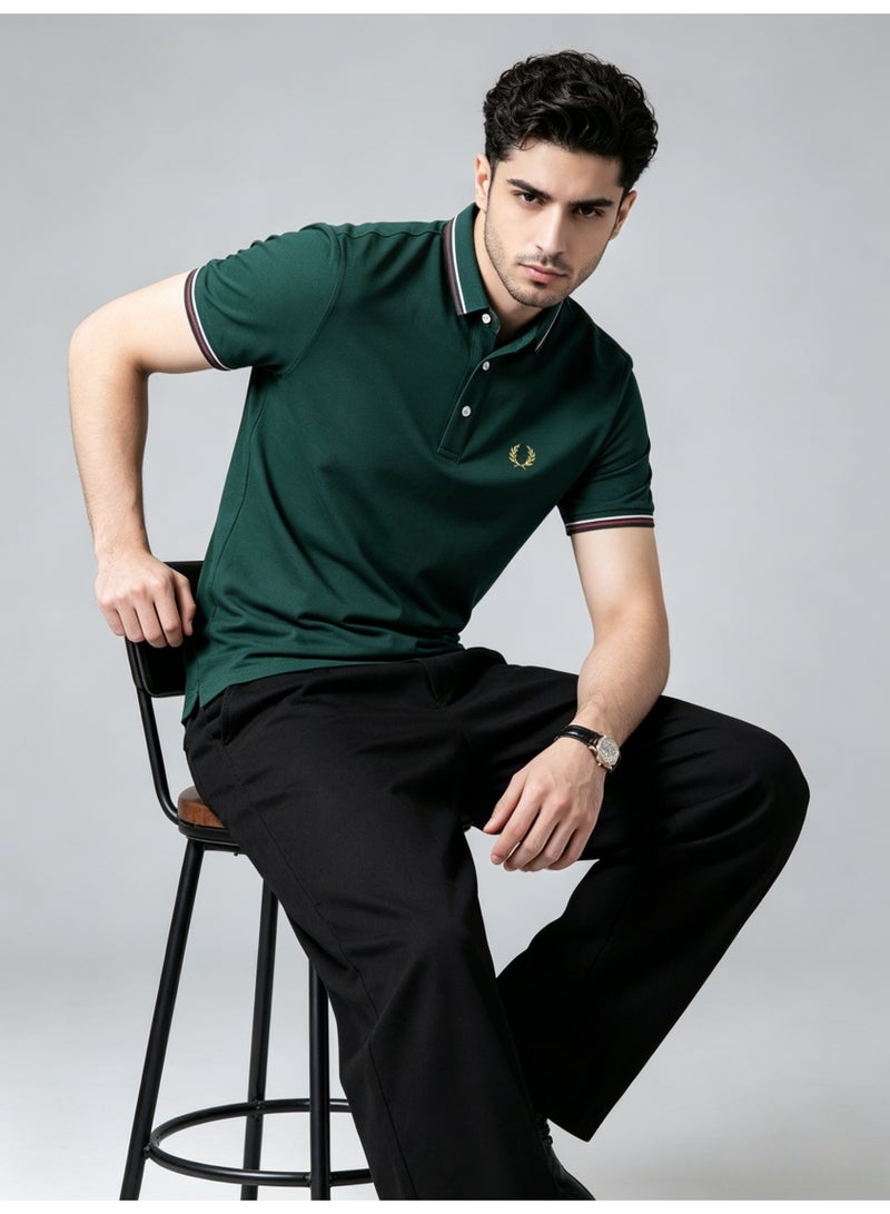 فريد بيري FRED PERRY retro striped Polo shirt men's summer beaded cotton lapel short sleeve business casual breathable top - Image 3