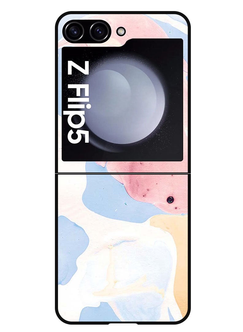 Theodor Protective Case Anti Scratch Shock Proof Bumper Cover For Samsung Galaxy Z Flip 5 Light Pink Flower Texture - Image 1