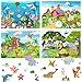 Spakon 32 Sheets Scene Stickers for Kids Make Your Own Animal Mix and Match Stickers DIY Jungle Farm Dinosaur Theme Reusable for Birthday Suppliers Children Students Party Favor - Image 2