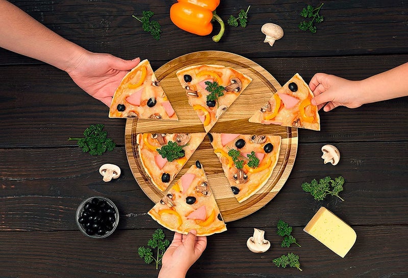 FING Playwood Chopping Board for Kitchen Round MultiPurpose Bamboo Wooden Cheese BoardFruit Vegetable Chopping Cutting Slicing Board PadWood Chopper PlatePizza Serving Tray - Image 3