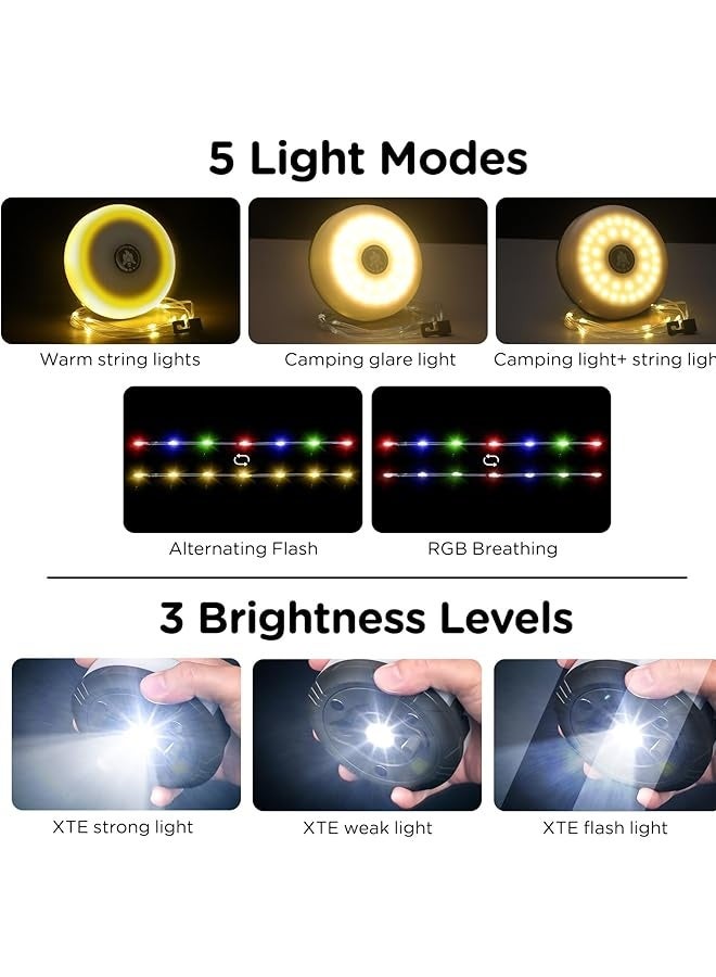 Camping String Lights, 4 In 1 Outdoor Camping Lantern With 8 Lighting Modes, Quick 30s Recovery, Waterproof, Quick Storagetype-C Fast Charging,Hanging Waterproof Portable LED Lamp for Hiking Outdoor - Image 3