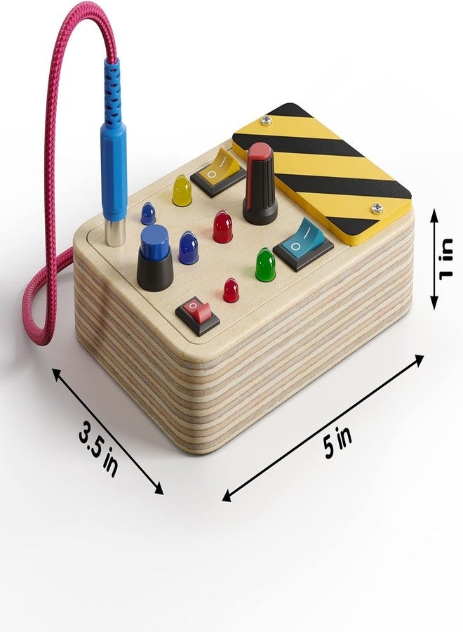 Crown Display Montessori Busy Board for Toddlers - Wooden Sensory Toys for Toddlers - Toys for Autistic Children with LED Light Up Buttons Pluggable Wires Baby Gifts - Educational Learning Fidget Toy - Image 2