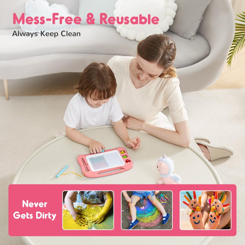 SGILE Magnetic Drawing Board for Kids, Toddlers Toys for 1 2 3 Year Old â€“ 9.8Ã—7.1in Doodle, Etch & Sketch Pad with 4 Stamps, Learning and Educational Toys for Boys Girls Birthday Gift, Light Pink - Image 5