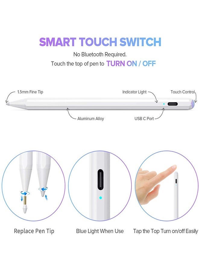 Stylus Pen For iPad With Palm Rejection White - Image 3