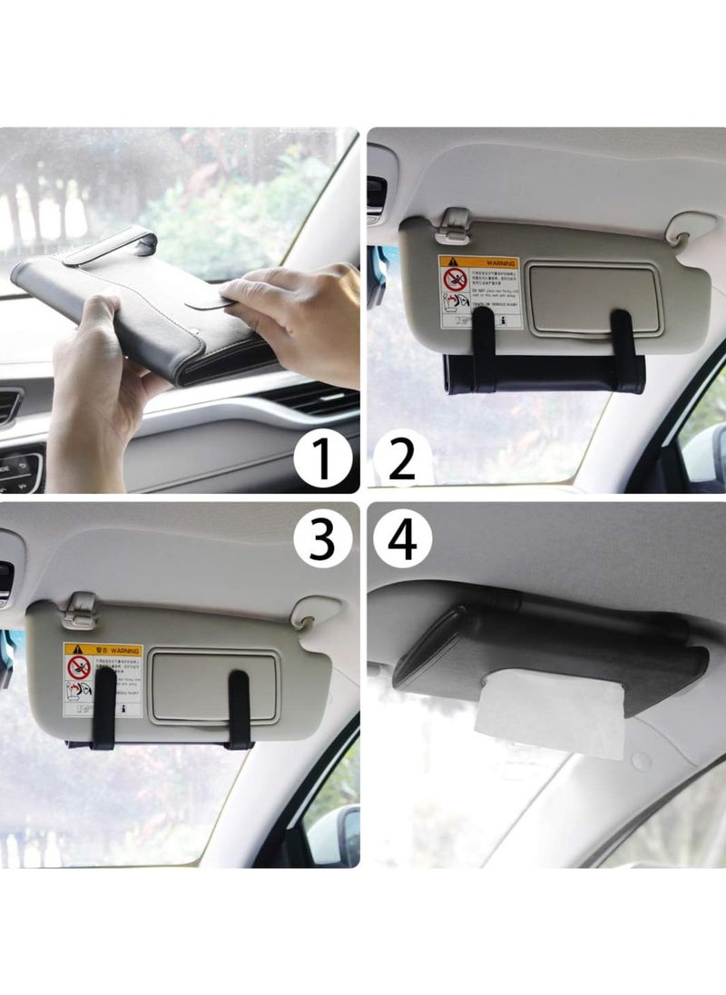 Kimaya Car Visor Tissue Holder - Hanging Paper Towel Dispenser for Car Accessories Interior & Multi-Use Truck Decoration - Premium Design Tissue Box Holder (Black)  - Image 3