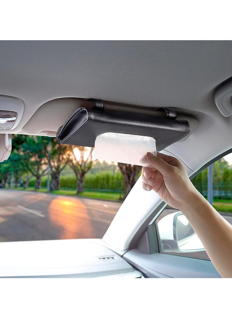 Kimaya Car Visor Tissue Holder - Hanging Paper Towel Dispenser for Car Accessories Interior & Multi-Use Truck Decoration - Premium Design Tissue Box Holder (Black)  - Image 5